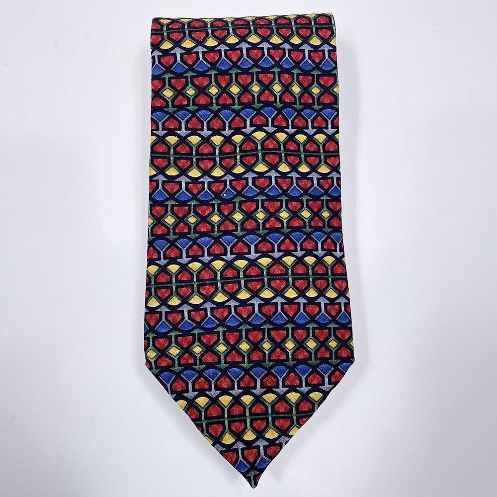 J Garcia Collectors Edition Tie 100%‎ Silk Necktie Geometric Classic Red Blue